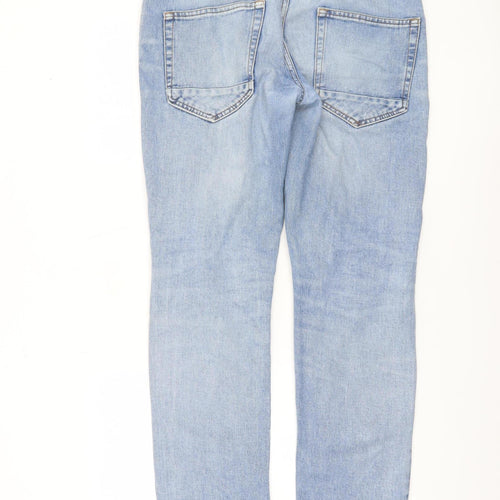 River Island Men's Light Blue Straight Denim Jeans 32x32 Cotton