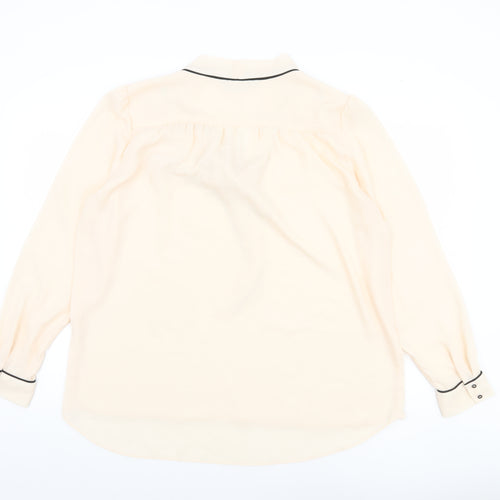 Dorothy Perkins Women's Beige Long Sleeve Tie Neck Tunic Blouse UK 18