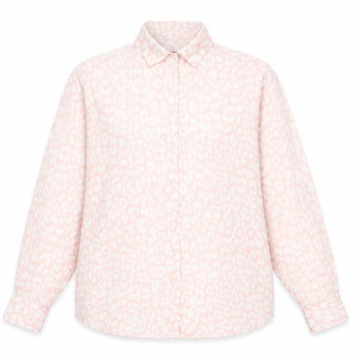 ZARA Womens Pink Animal Print Long Sleeve Button-Up Blouse Size M