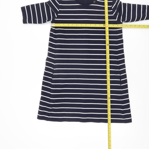 H&M Women Blue White Striped Shift Dress XS