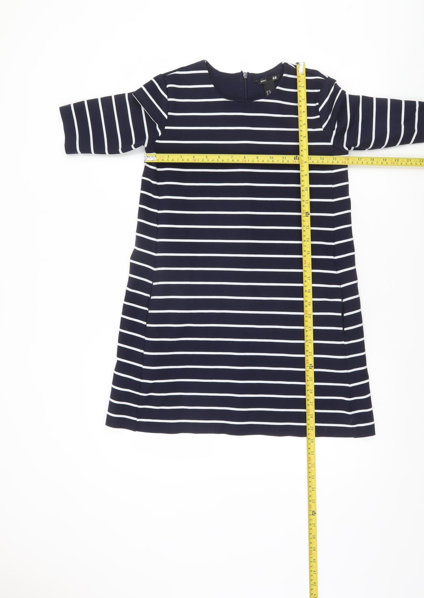 H&M Women Blue White Striped Shift Dress XS