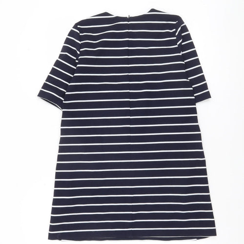 H&M Women Blue White Striped Shift Dress XS
