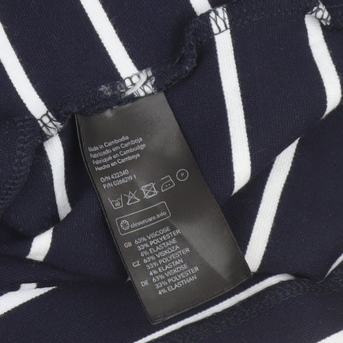 H&M Women Blue White Striped Shift Dress XS