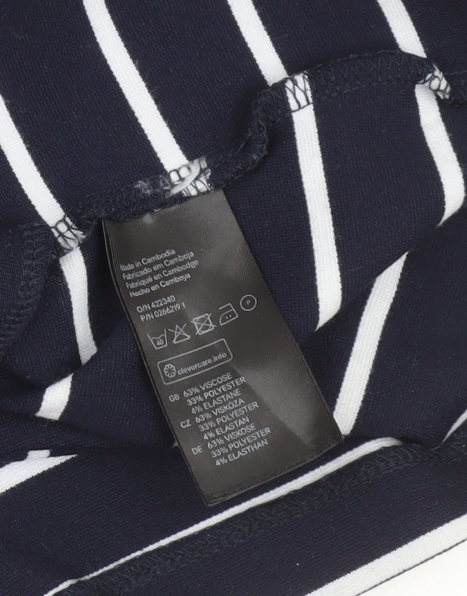 H&M Women Blue White Striped Shift Dress XS