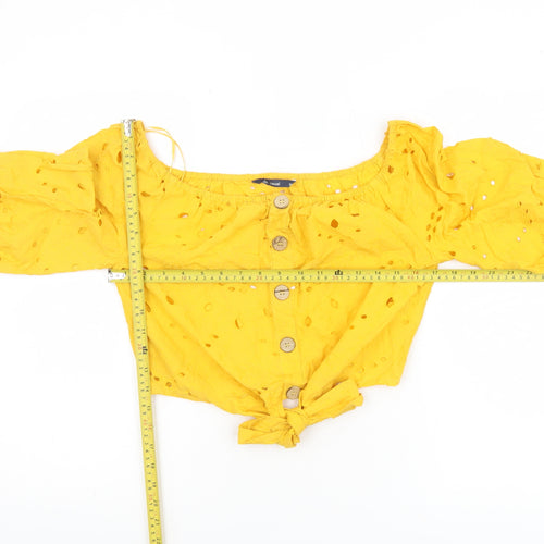 Alk Casual Women’s Yellow Off Shoulder Cropped Cotton Blouse Size 10