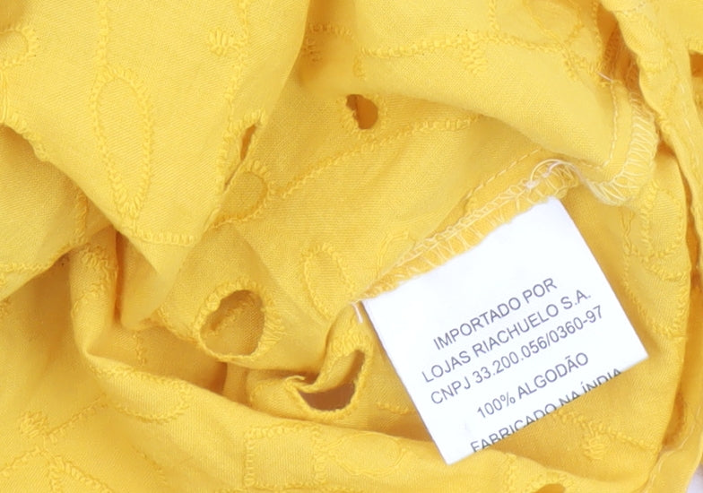 Alk Casual Women’s Yellow Off Shoulder Cropped Cotton Blouse Size 10