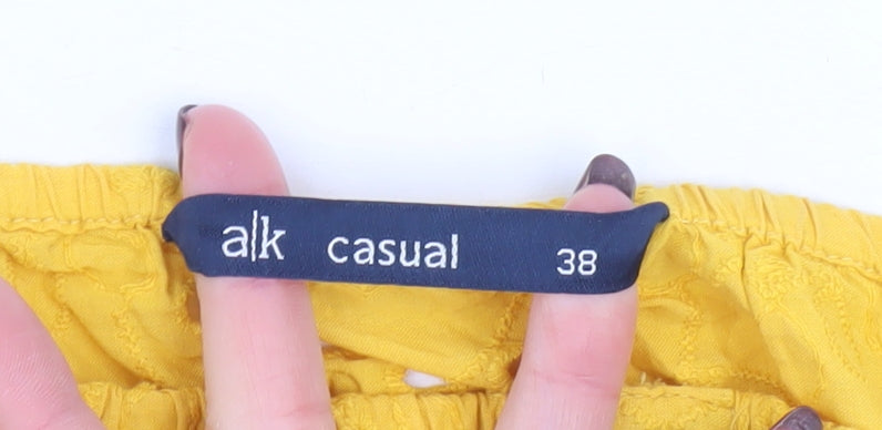 Alk Casual Women’s Yellow Off Shoulder Cropped Cotton Blouse Size 10