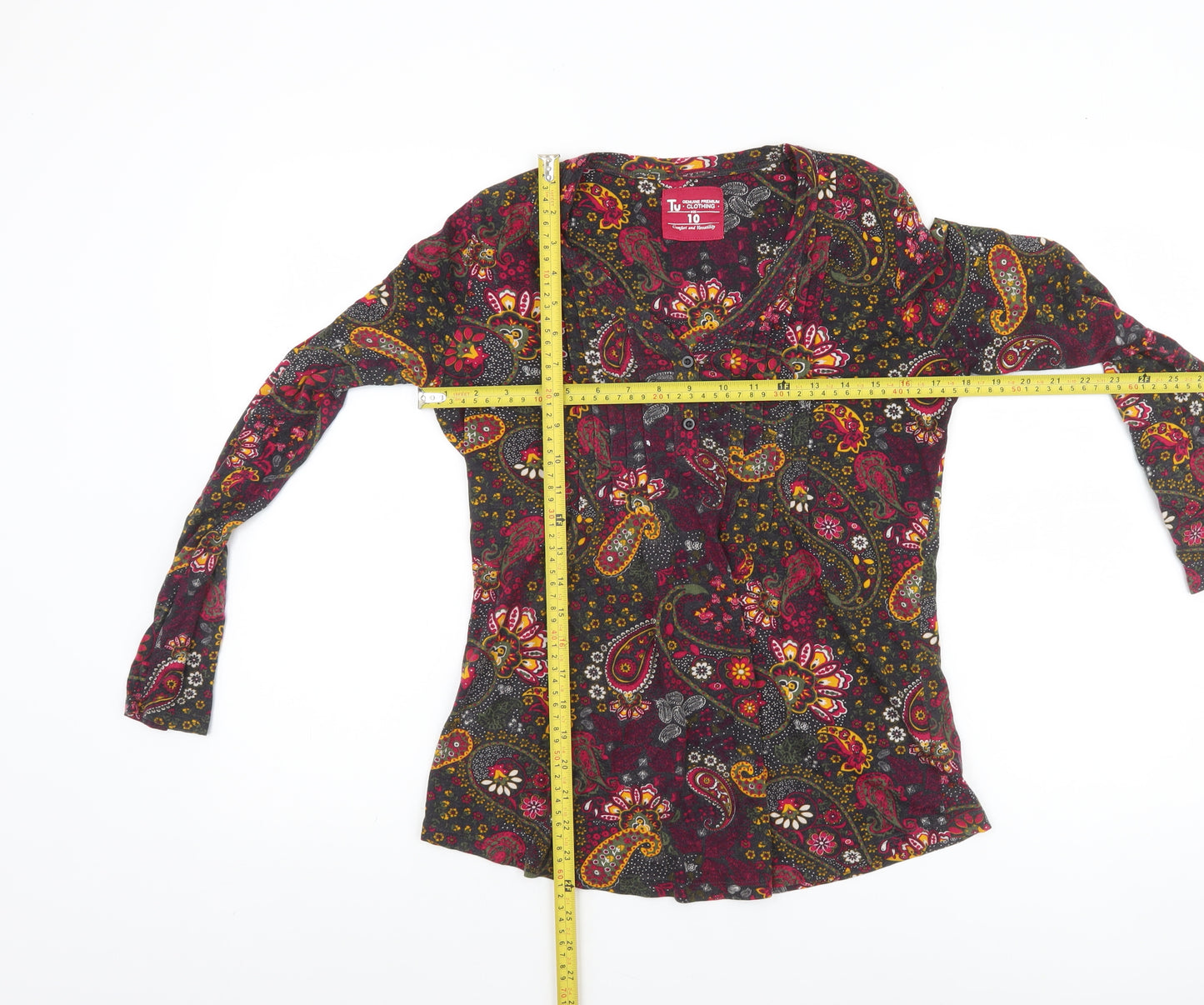 Tu Women's Multicoloured Paisley Cotton Modal Tunic Blouse Size 10