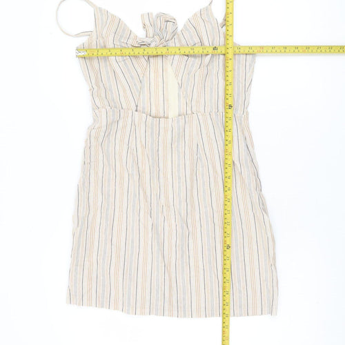 PrettyLittleThing Women’s Beige Striped Slip Dress UK 12