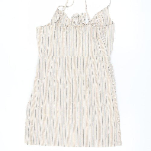 PrettyLittleThing Women’s Beige Striped Slip Dress UK 12