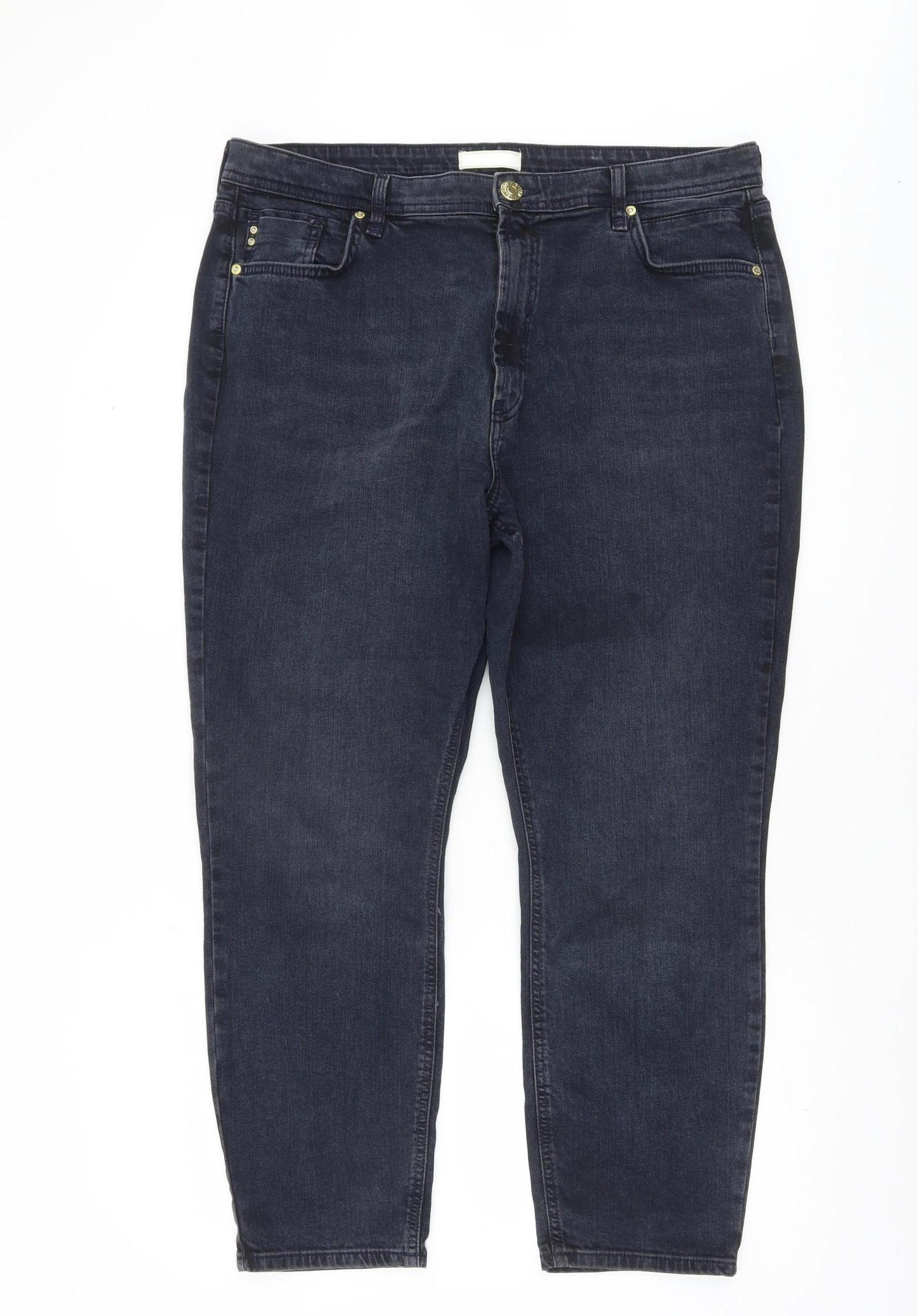 River Island Womens Blue Straight Leg Denim Jeans Size 16