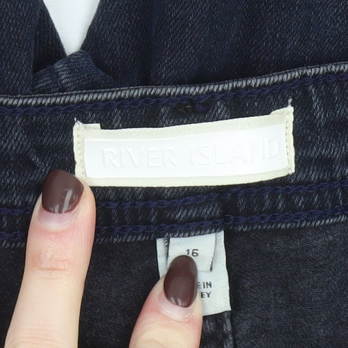 River Island Womens Blue Straight Leg Denim Jeans Size 16