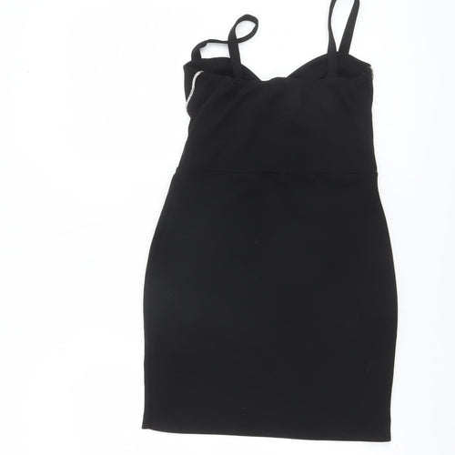 Boohoo Women’s Black Size 8 Bodycon Beaded Short Party Dress