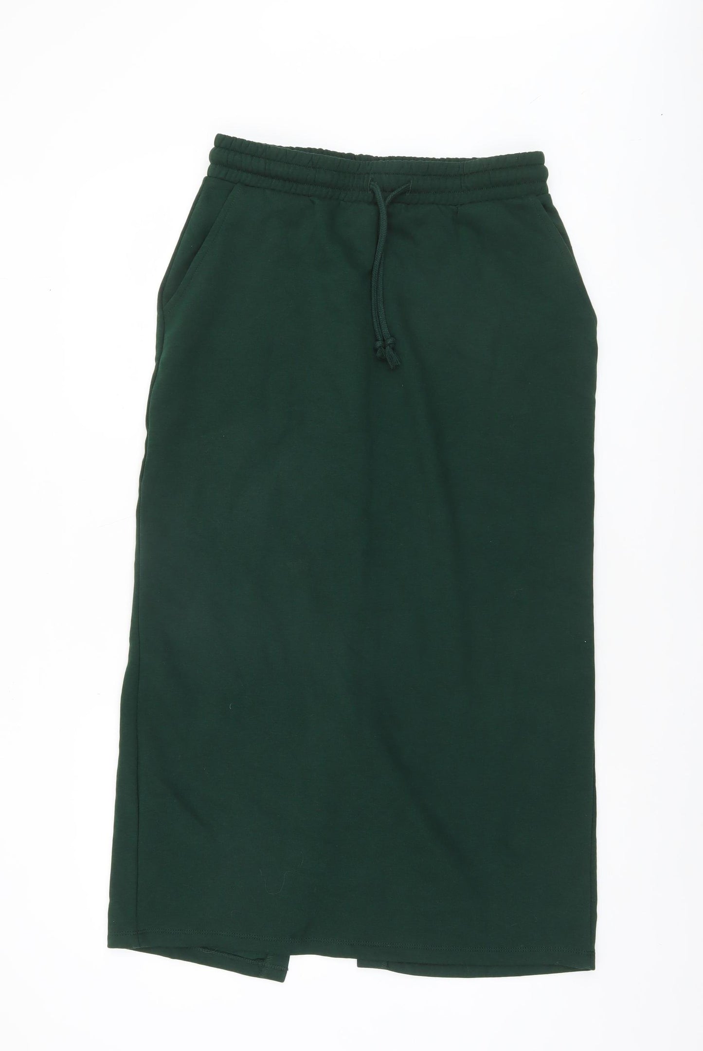 Zara Women Green Midi Straight Skirt Size 14 Elastic Waist