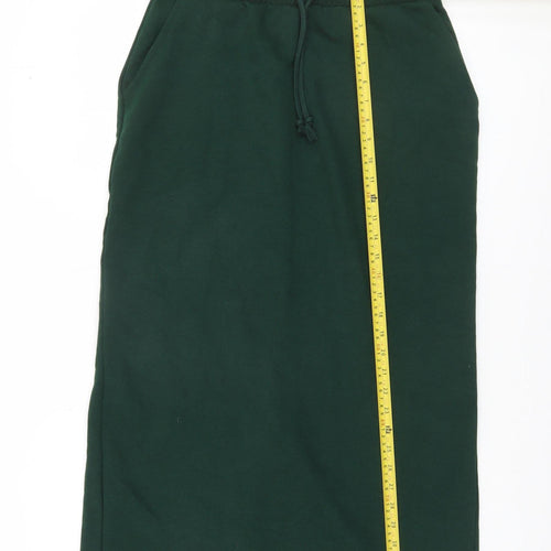 Zara Women Green Midi Straight Skirt Size 14 Elastic Waist