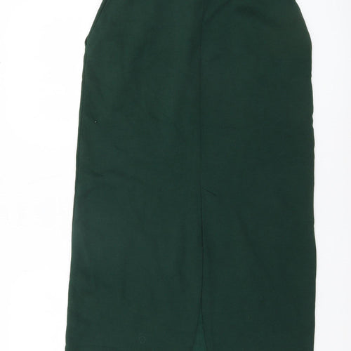 Zara Women Green Midi Straight Skirt Size 14 Elastic Waist