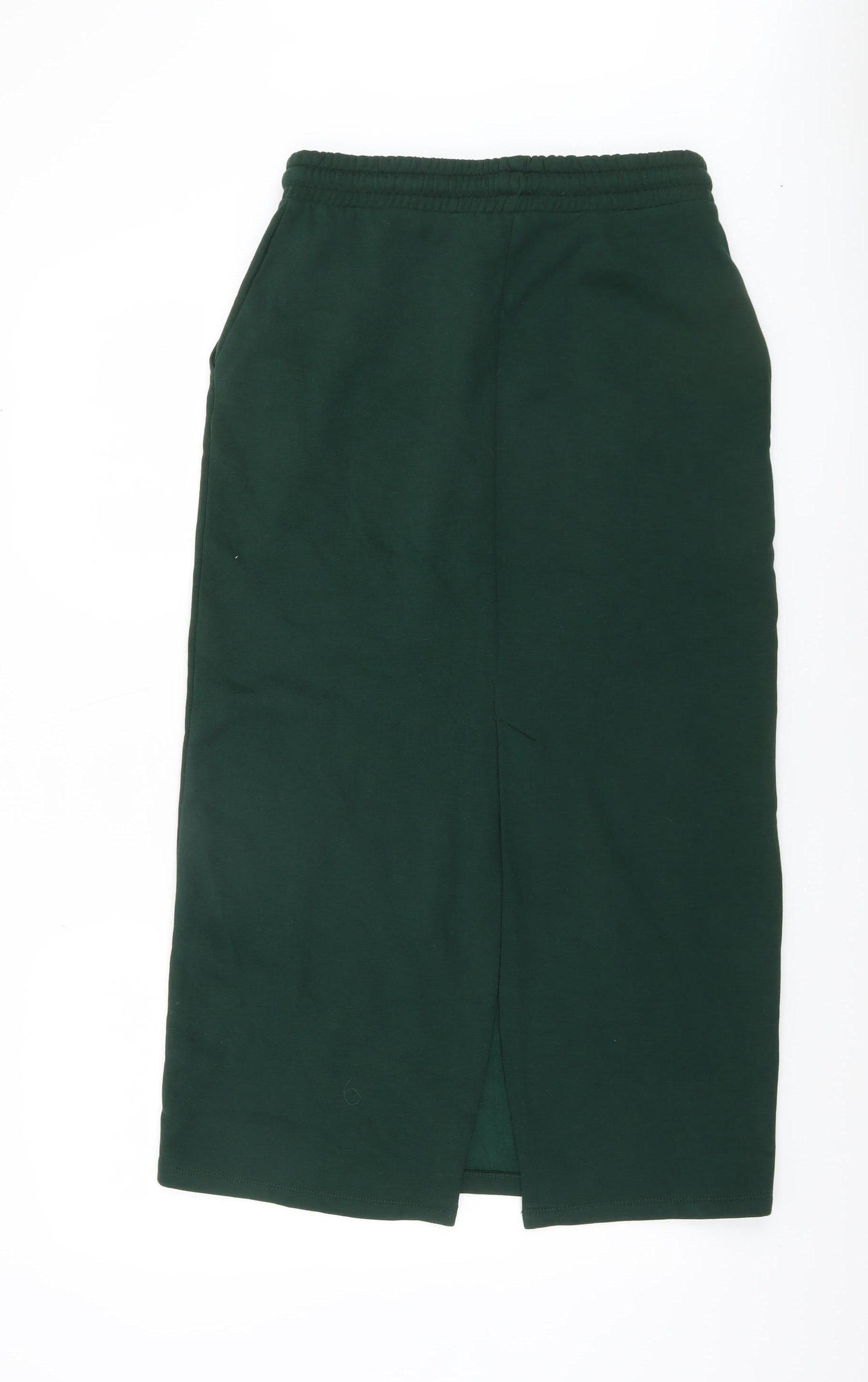 Zara Women Green Midi Straight Skirt Size 14 Elastic Waist