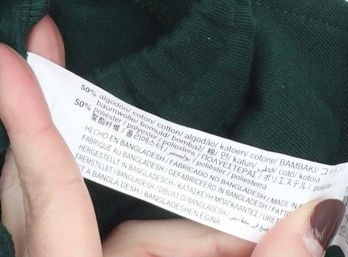 Zara Women Green Midi Straight Skirt Size 14 Elastic Waist