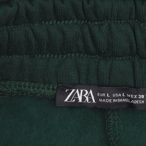 Zara Women Green Midi Straight Skirt Size 14 Elastic Waist