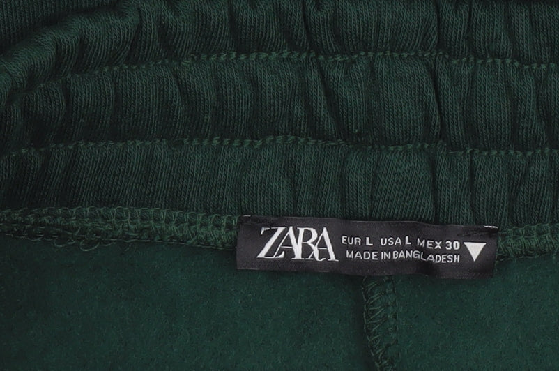 Zara Women Green Midi Straight Skirt Size 14 Elastic Waist