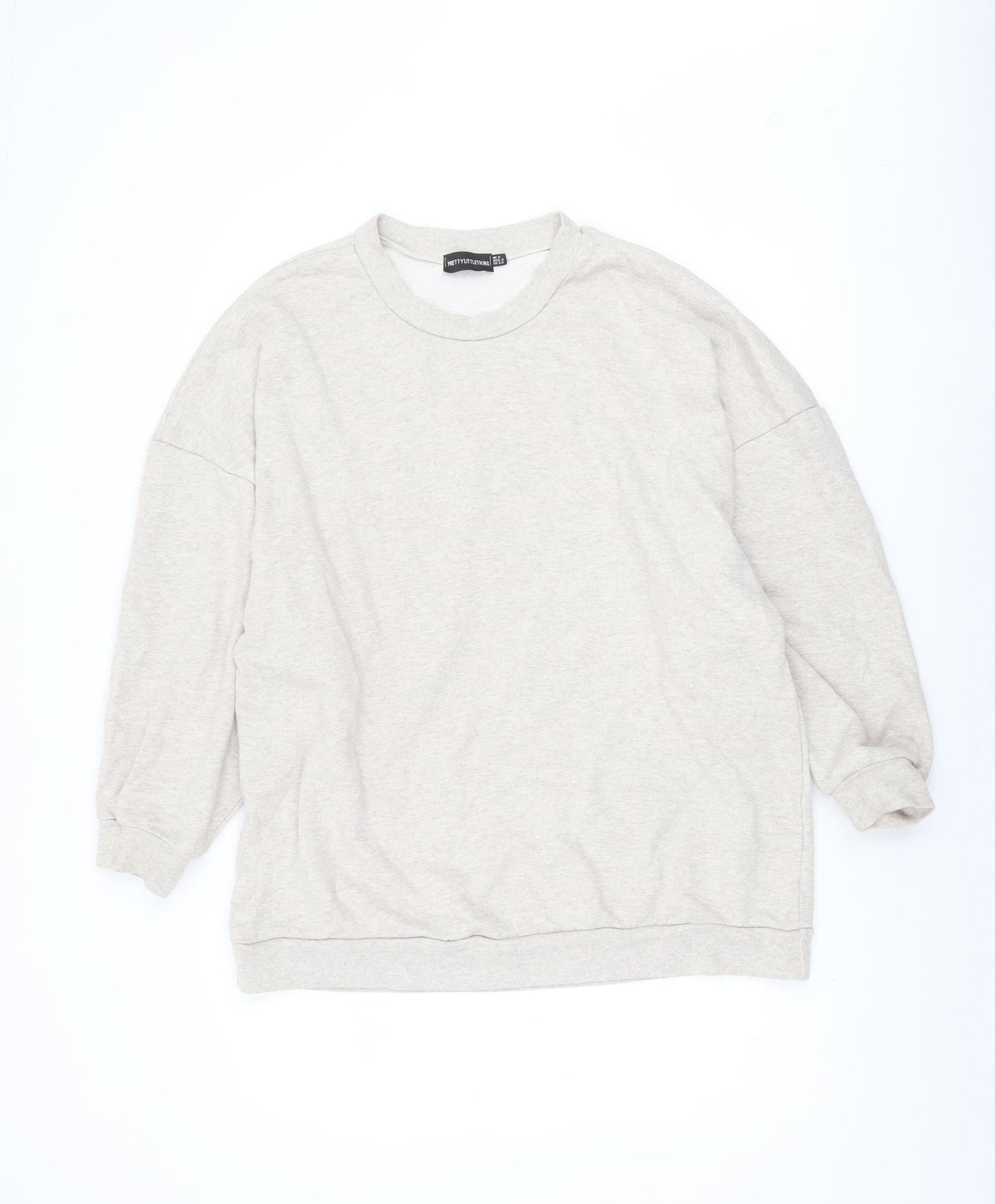 PrettyLittleThing Women’s Beige Graphic Pullover Sweatshirt UK 6