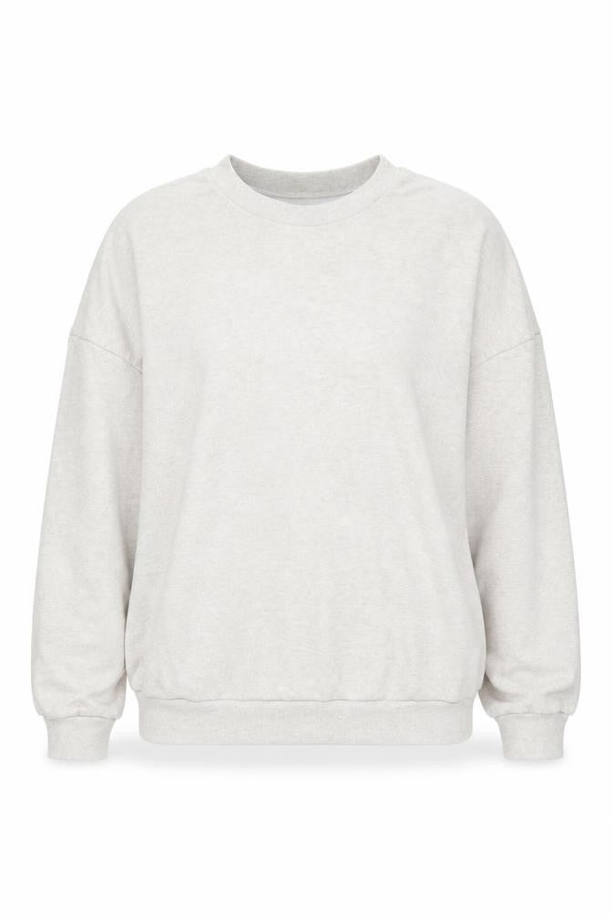 Front view of PRETTYLITTLETHING Women’s Beige Graphic Pullover Sweatshirt UK 6