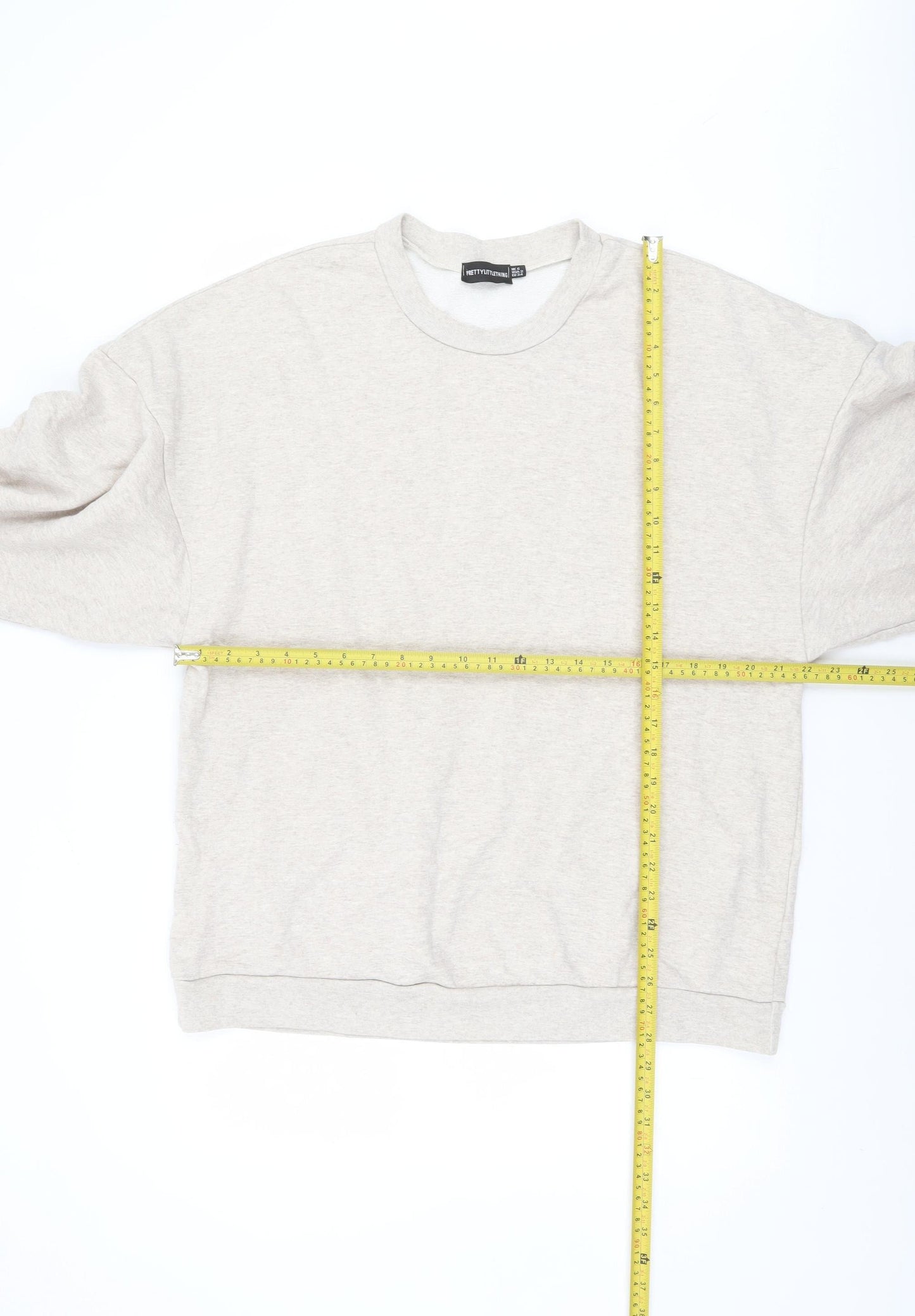 PrettyLittleThing Women’s Beige Graphic Pullover Sweatshirt UK 6