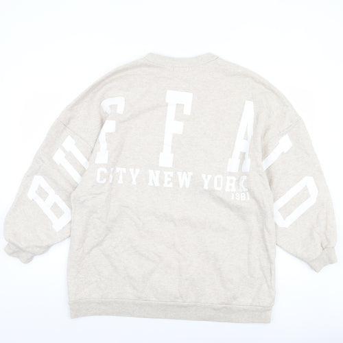PrettyLittleThing Women’s Beige Graphic Pullover Sweatshirt UK 6
