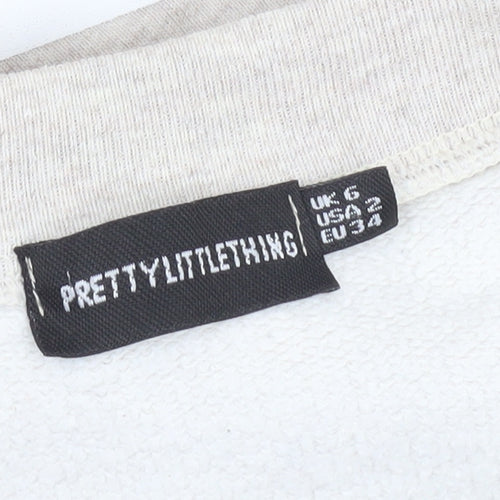 PrettyLittleThing Women’s Beige Graphic Pullover Sweatshirt UK 6