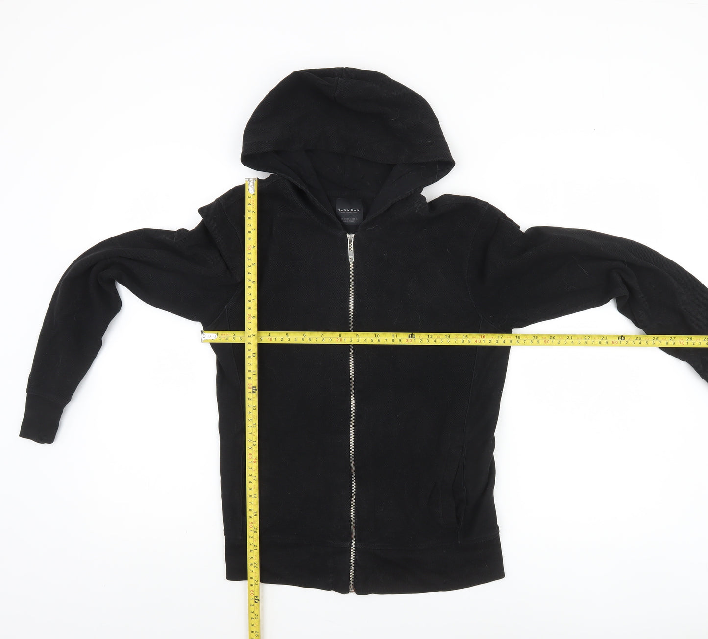 Zara Man Black Full Zip Hoodie Men’s Size S Cotton Blend