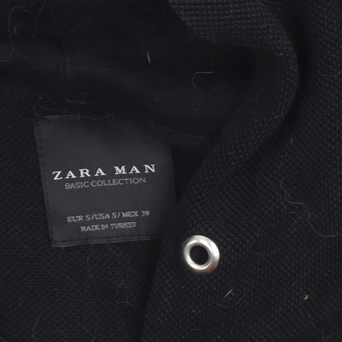 Zara Man Black Full Zip Hoodie Men’s Size S Cotton Blend