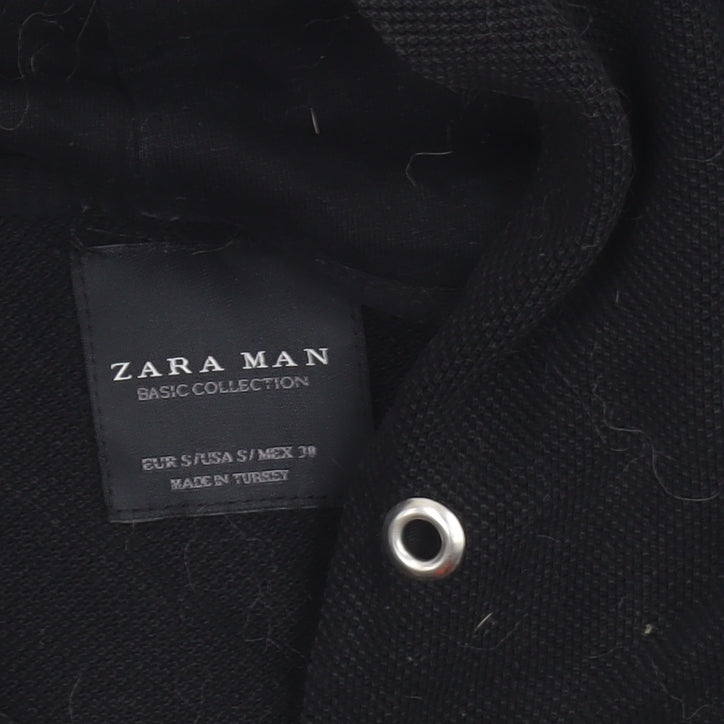 Zara Man Black Full Zip Hoodie Men’s Size S Cotton Blend