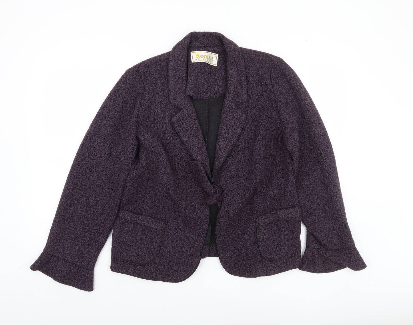 Roman Originals Women's Purple Knit Blazer Jacket Size 16
