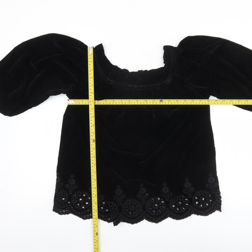 River Island Women’s Black Velvet Off Shoulder Blouse Size 10