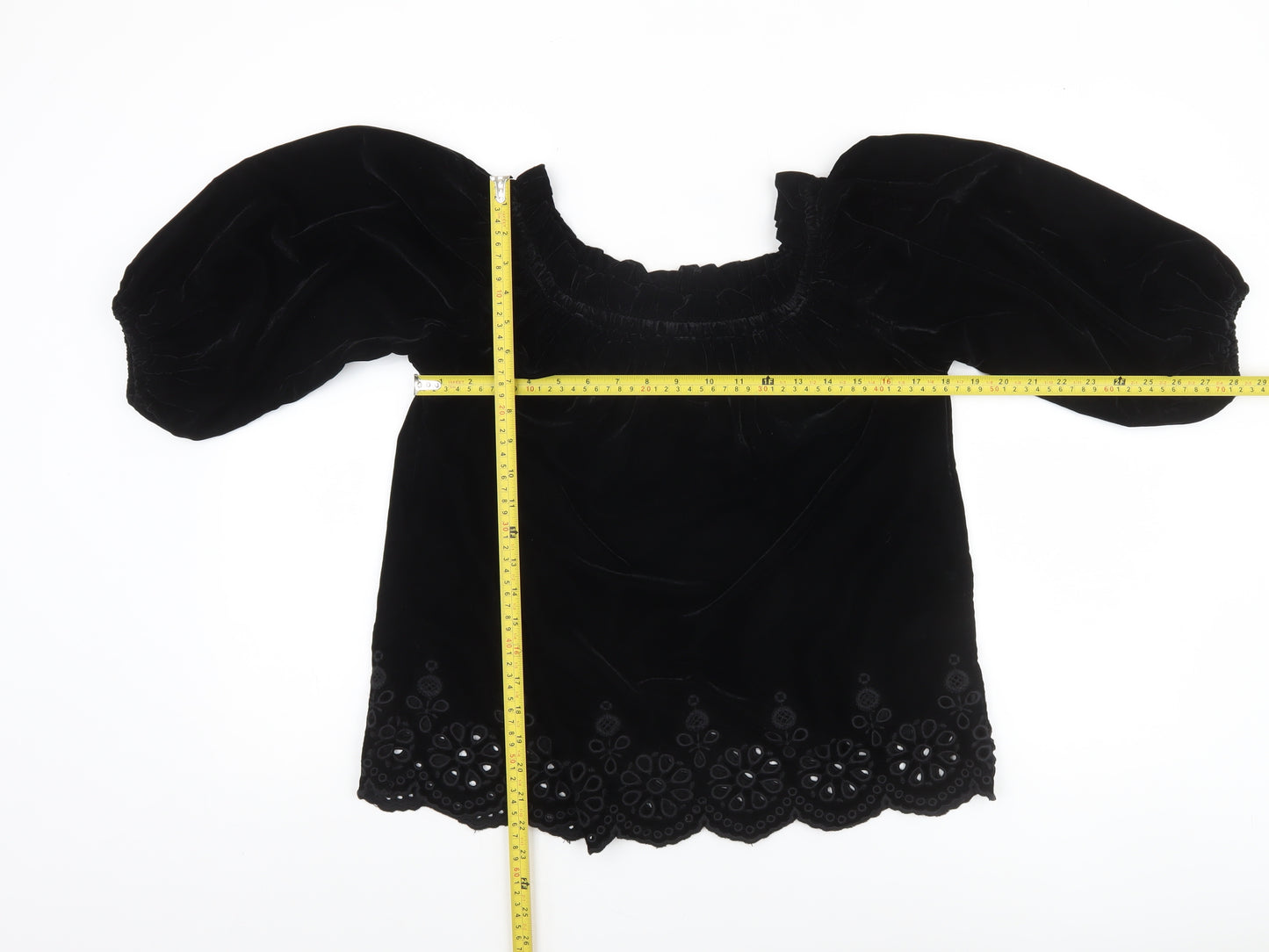 River Island Women’s Black Velvet Off Shoulder Blouse Size 10