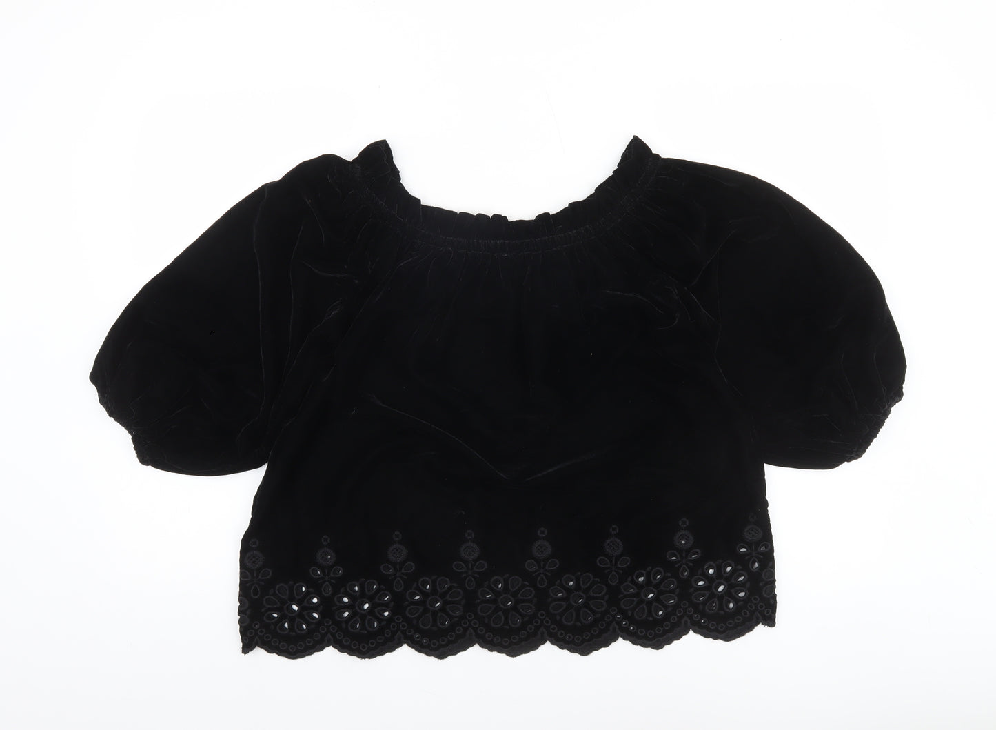 River Island Women’s Black Velvet Off Shoulder Blouse Size 10