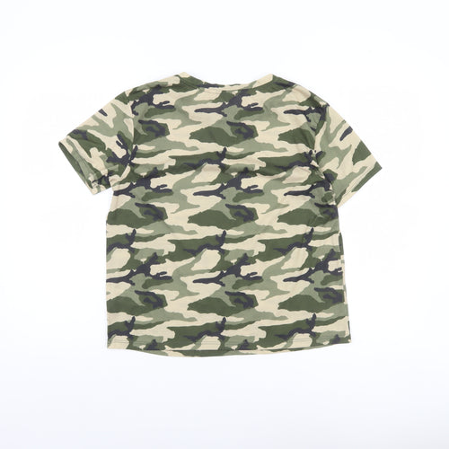 Very Women's Green Camouflage Short Sleeve Basic T-Shirt Size 12