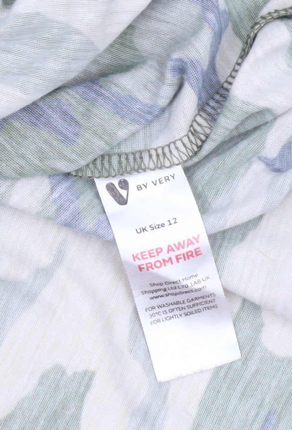 Very Women's Green Camouflage Short Sleeve Basic T-Shirt Size 12