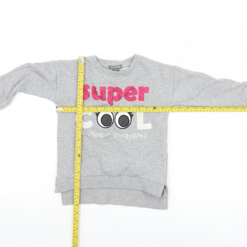 Primark Girls Grey Super Cool Graphic Pullover Sweatshirt 6-7 Years