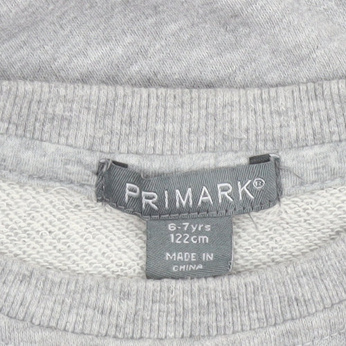 Primark Girls Grey Super Cool Graphic Pullover Sweatshirt 6-7 Years