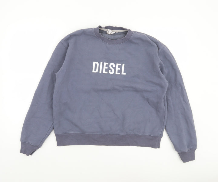 Diesel Women's Blue Crew Neck Pullover Sweatshirt Size S