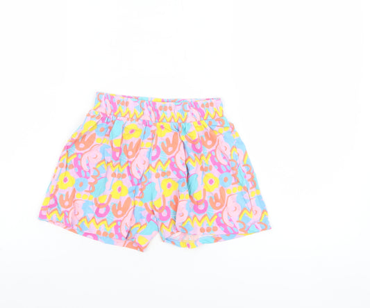 Dunnes Stores Girls Multicoloured 4-5 Years Cotton Poplin Elastic Waist Shorts
