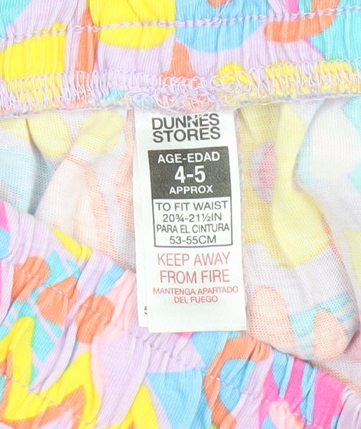 Dunnes Stores Girls Multicoloured 4-5 Years Cotton Poplin Elastic Waist Shorts