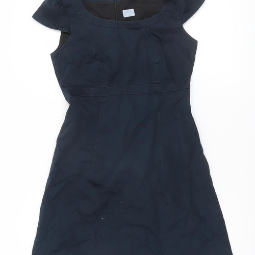 Oasis Womens Black A-Line Knee Length Dress Size 8 Short Sleeve