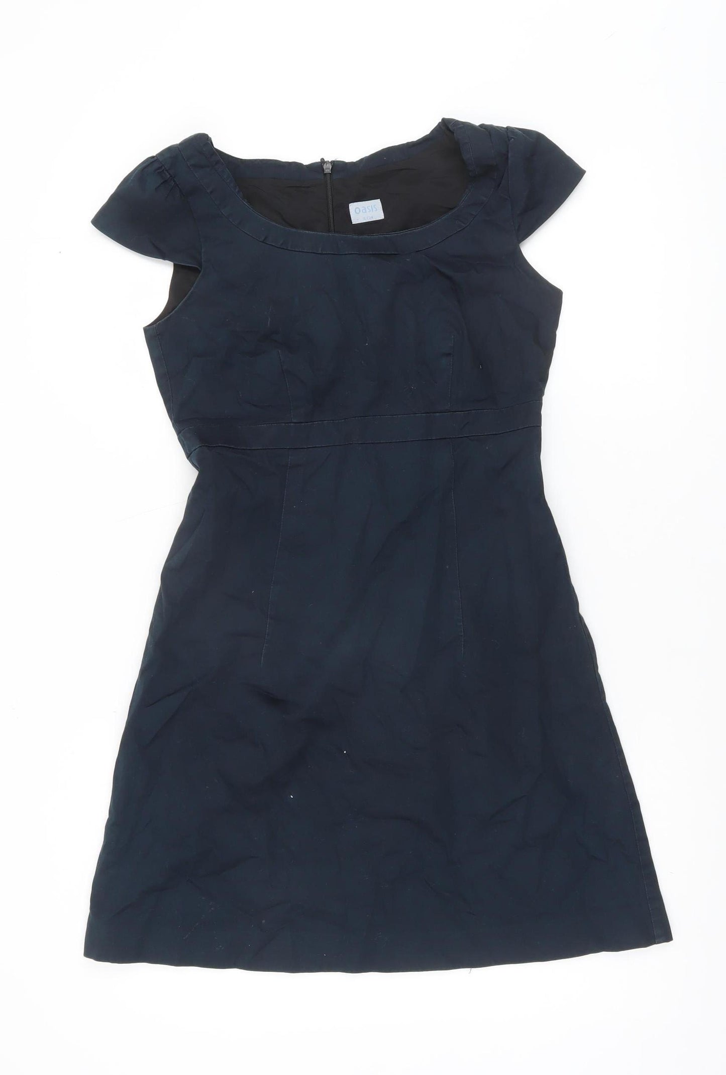 Oasis Womens Black A-Line Knee Length Dress Size 8 Short Sleeve