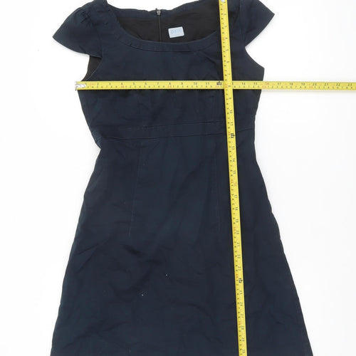 Oasis Womens Black A-Line Knee Length Dress Size 8 Short Sleeve