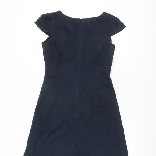 Oasis Womens Black A-Line Knee Length Dress Size 8 Short Sleeve