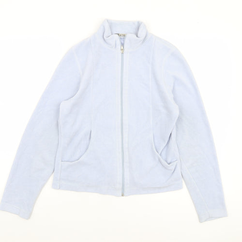 Active Womens Blue Fleece Full Zip Basic Jacket Size 12-14