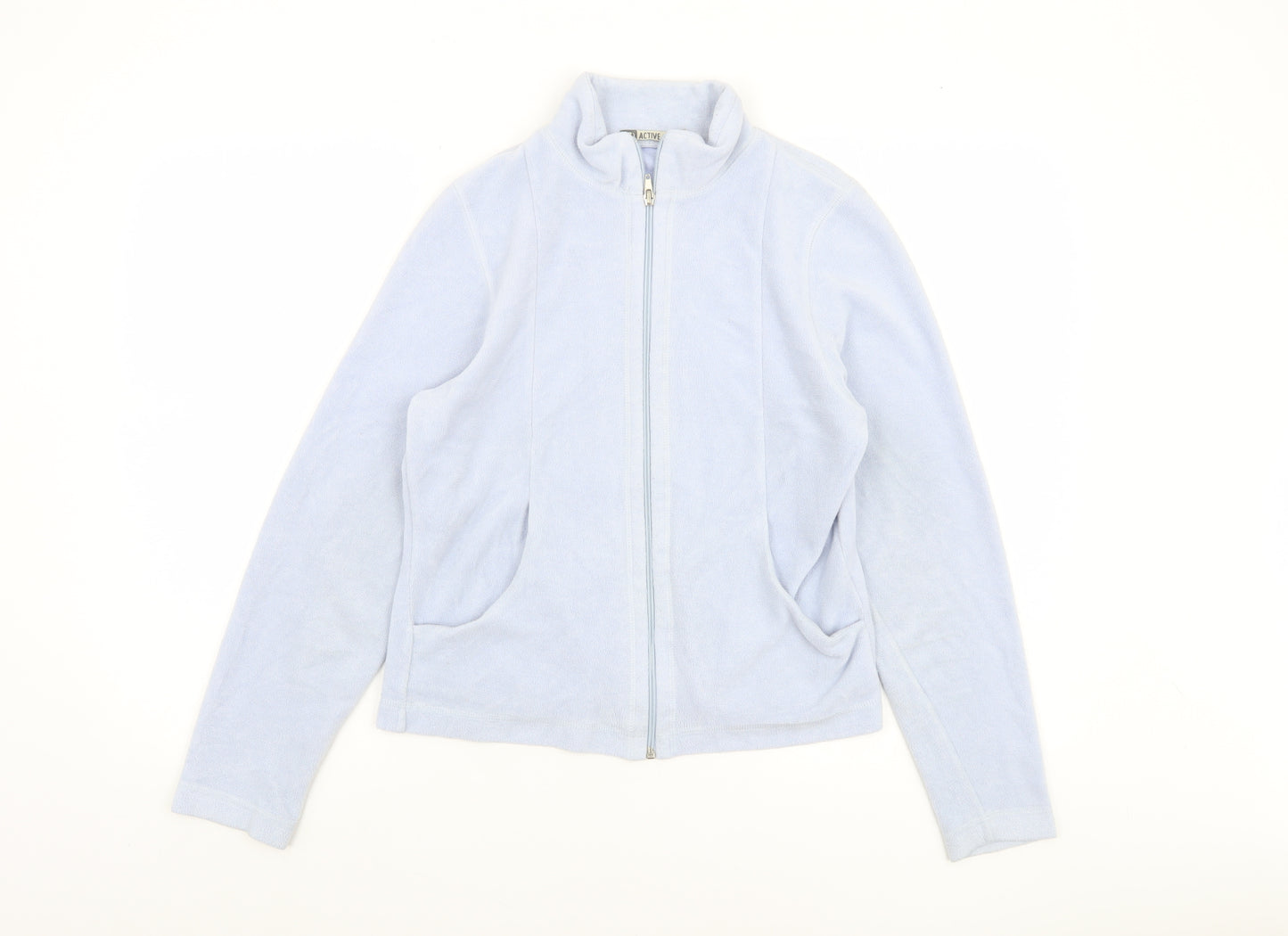 Active Womens Blue Fleece Full Zip Basic Jacket Size 12-14