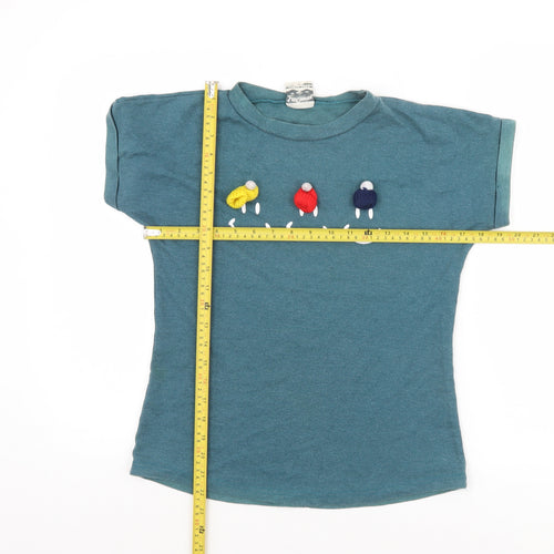 Lee Cooper Girls Blue Graphic Smiley Short Sleeve T-Shirt 6 Years